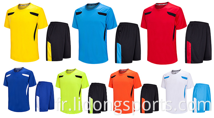 équipes de football bon marché colorées personnalisées T-shirts en gros en gros maillot de football vide sublimé